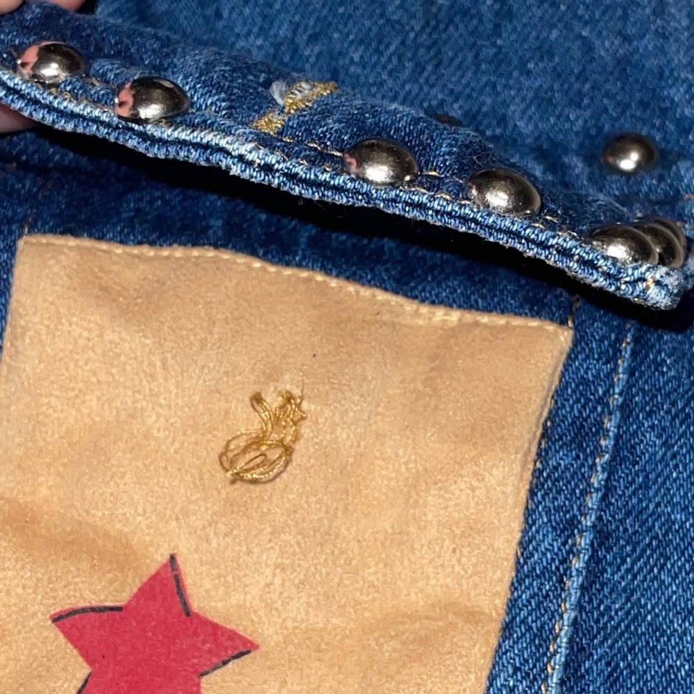 Republic Dont Mess With Texas Vintage Denim Vest Cowgirl Studded Western Large - Picture 5 of 8